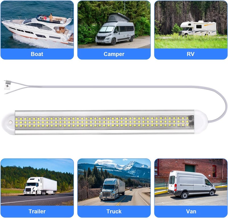 RVZONE 12V LED Interior Light Bar | 120LEDs 1800LM 8W DC 12 Volt led Strip Lights with ON/Off Switch RV Led Lights Interior for Camper Truck Van Boat Trailer Cargo Lights Fixture Motorhome (4Pack) - Image 4